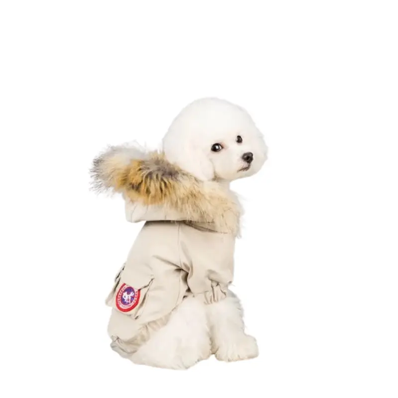 Abrigo de invierno blanco para perros