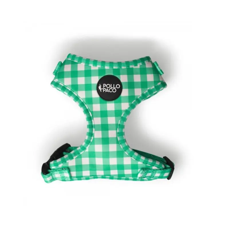 Arnés a cuadros verde y blanco