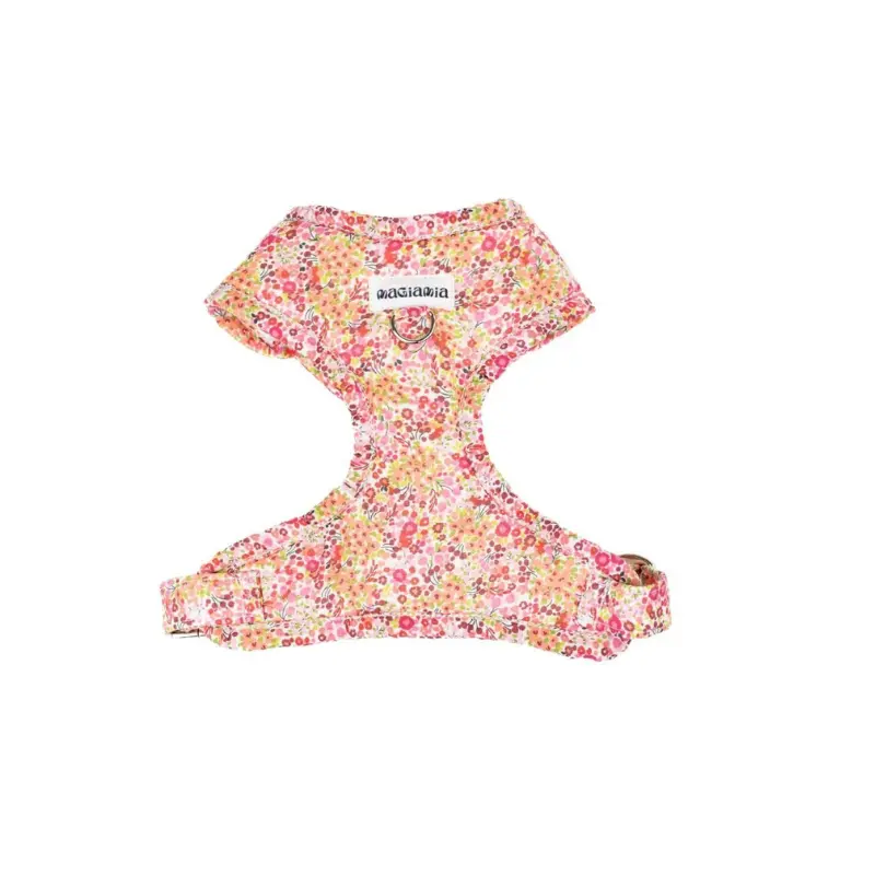 Arnés rosa con flores ajustable