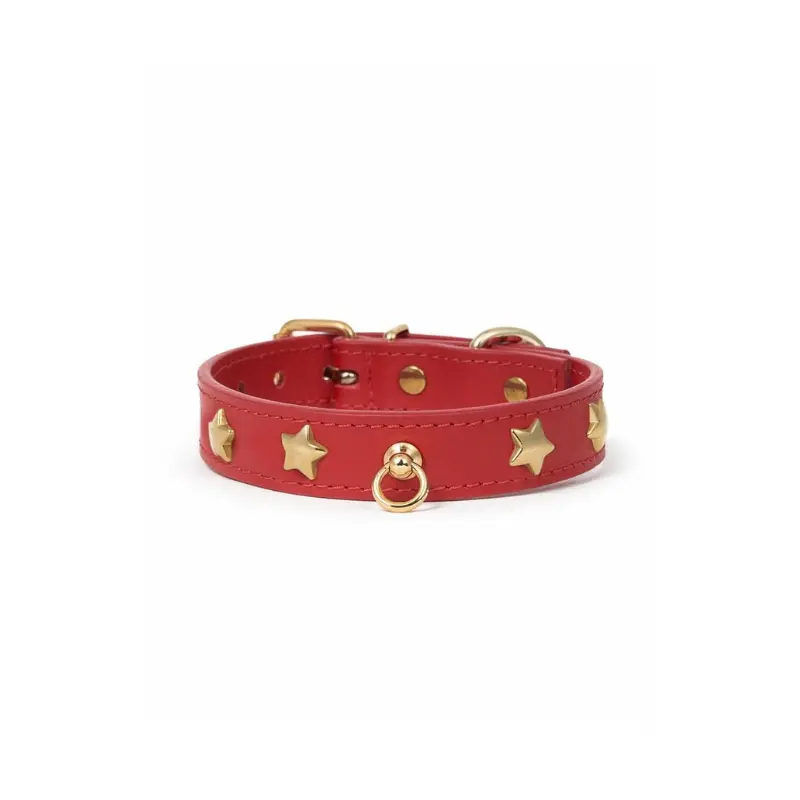 Collar rojo con estrellas amarillas